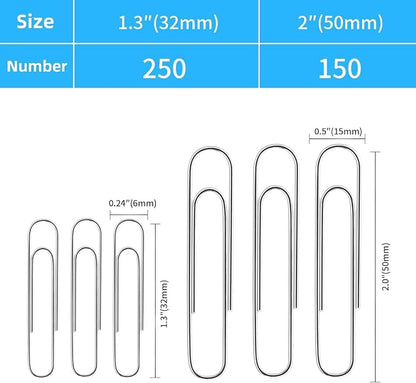 Shiny Silver Jumbo Paper Clips, 1.3 Inch & 2 Inch, School & Home, Document - Image 2