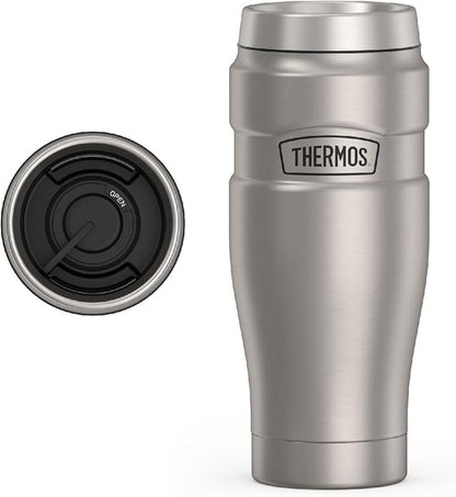 THERMOS Stainless King Vacuum-Insulated Travel Tumbler, 16 Ounce, Matte Steel by Thermos