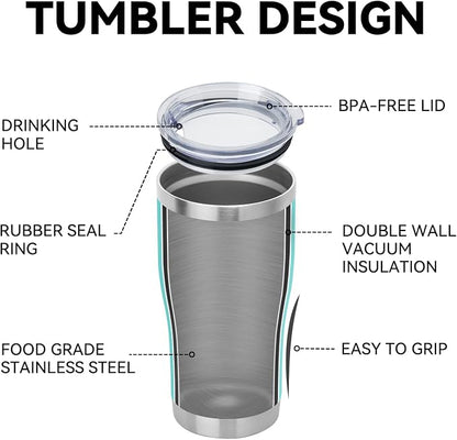 DOMICARE 20oz Tumbler with Lid Stainless Steel Tumblers Bulk, Double Wall Vacuum Insulated Coffee Travel Mug Powder Coated Tumbler, 1 Count (Pack of 1) Light Blue - Image 4