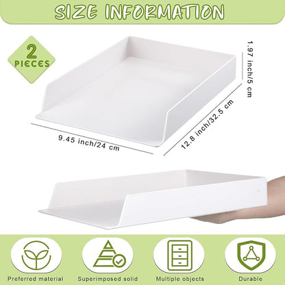 2 Pcs Stackable Desk Organizer Trays Rectangular Plastic Desk Holder Desktop - Image 3
