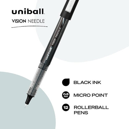 uniball Vision Needle Rollerball Pens, Micro Point, 12 Pack - Image 2