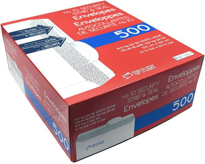 Top Flight PSTF10NWT #10 Envelopes, Strip & Seal, Security Tinted, 24 lb - Image 3