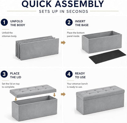 ALASDO 43 Inch Folding Storage Ottoman Bench - Image 4