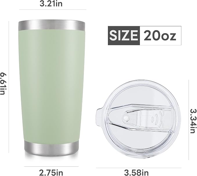 20 oz Tumbler with Lid Stainless Steel Double Wall Vacuum Insulated Tumblers Powder Coated Cups Travel Mug Keep Drinks Cold and Hot, Sagebrush Green - Image 7