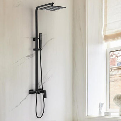 RBROHANT 3 Functions Exposed Shower System, Matte Black Exposed Shower Faucet Set, 10 Inch Rain Shower Head with Handheld and Tub Spout,Shower Height Adjustable, Wall Mounted - Image 2