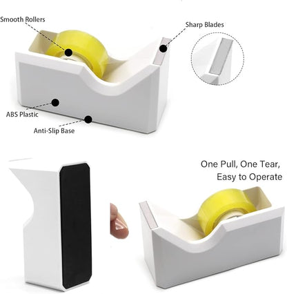 White Office Supplies, Shellvcase White Desk Accessories, Stapler and Tape - Image 4