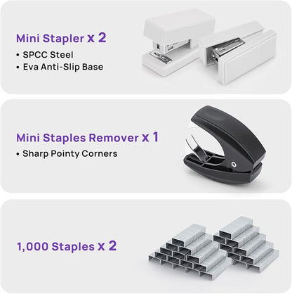 Mini Stapler with 2000 Staples, 30 Sheet Capacity, Jam-Free Small Desktop - Image 3