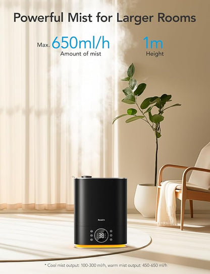 GoveeLife 7L Humidifiers for Bedroom, Smart Top-Fill Cool & Warm Mist Humidifier Large Room, Auto Mode, 70H Quiet Runtime for Baby Plants Nursery, App & Voice Control, RGB Nightlight, Humidity Sensor - Image 3