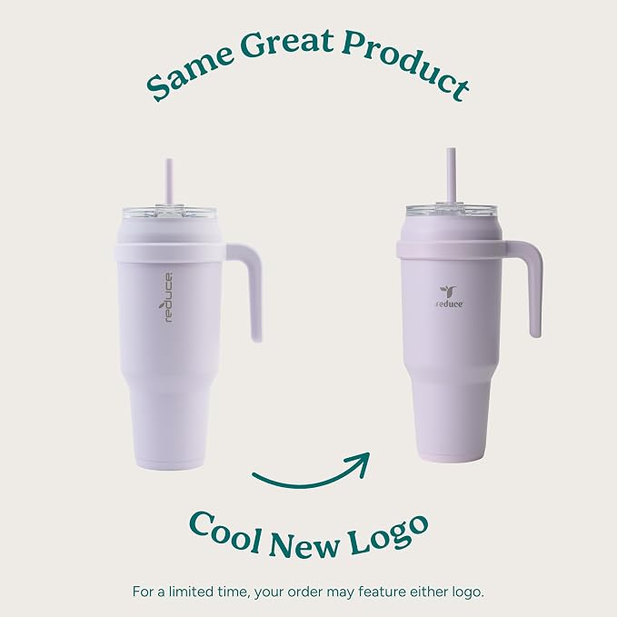 Reduce Reusable 50 oz Cold1 Water Tumbler – Ergonomic Handle – Double-Wall Insulation – Sturdy Desktop/Tabletop Mug with Lid and Straw -BPA-Free –Stainless Steel for Gym, Home, Office– Gentle Lavender - Image 2