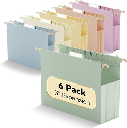 Plastic Hanging File Folders Extra Capacity, Expandable Large Pastel Hanging by NORDUN