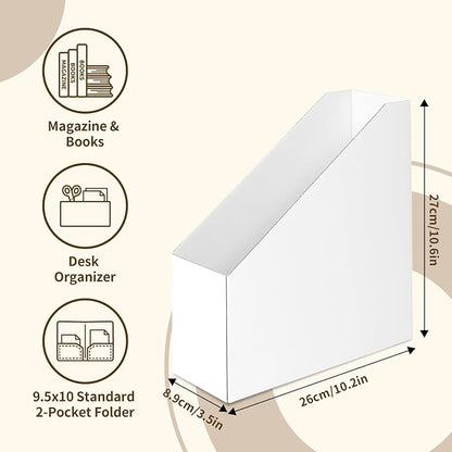 Rempry 12 Pack Magazine File Holders White, Foldable Cardboard Document - Image 2