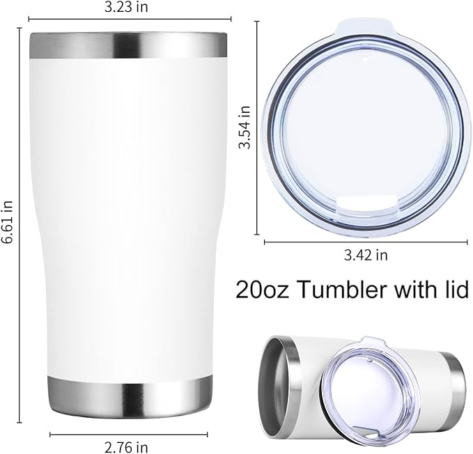 DOMICARE 20oz Tumbler with Lid Stainless Steel Tumblers Bulk, Double Wall Vacuum Insulated Coffee Travel Mug Powder Coated Tumbler, 12 Count (Pack of 1) White - Image 5