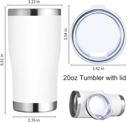 DOMICARE 20oz Tumbler with Lid Stainless Steel Tumblers Bulk, Double Wall Vacuum Insulated Coffee Travel Mug Powder Coated Tumbler, 4 Count (Pack of 1) White - Image 5