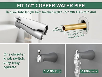 Chrome Polished Shower Faucet Set with Tub Spout, Handheld Shower Head and Trim Kit - Image 6