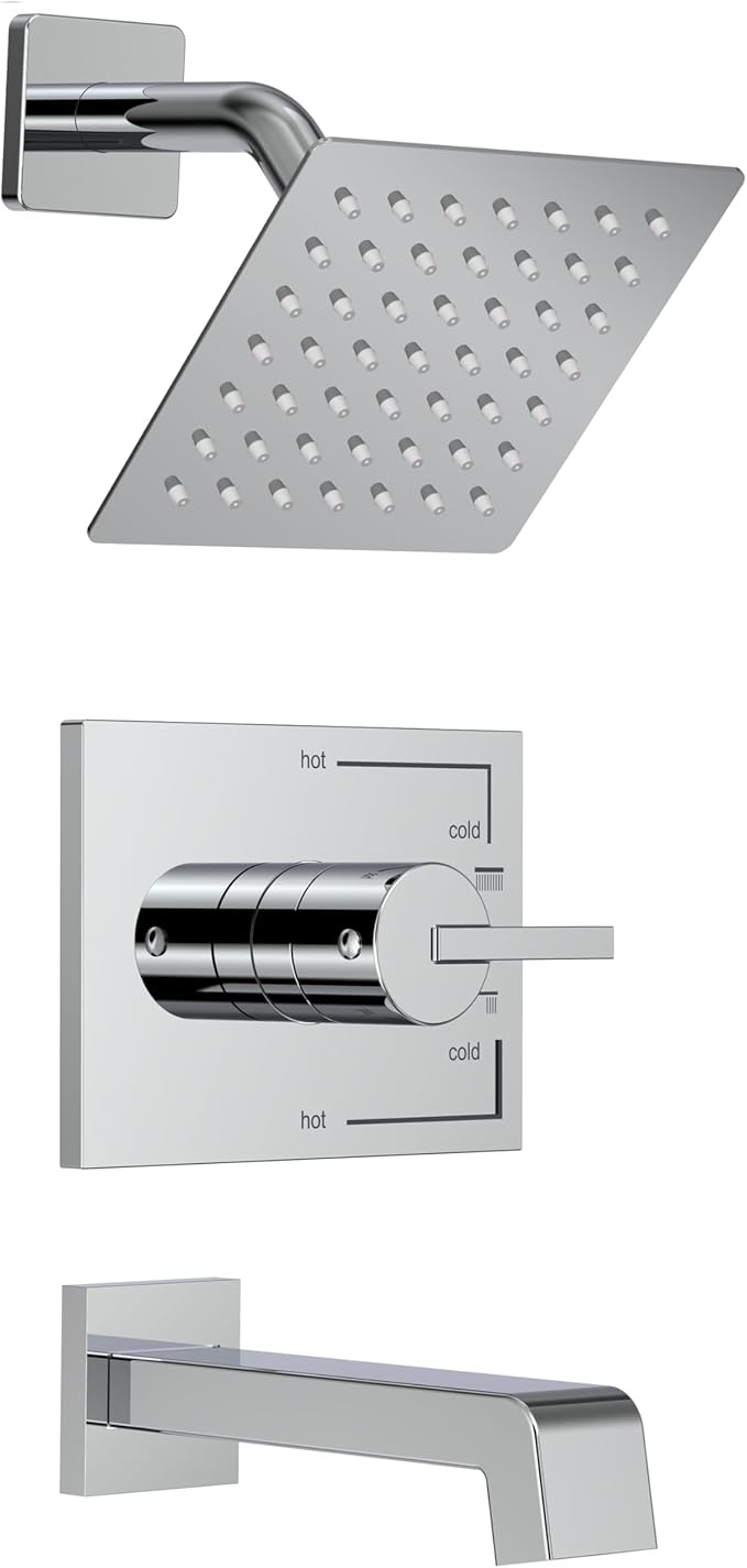 SOOOHOT Shower Faucet Set, Tub Shower Faucet with 6-Inch Rainfall Shower Head and Tub Spout, Shower Tub Faucet Set Complete (Included Shower Valve), Tub Shower Trim Kit, Polished Chrome by SOOOHOT