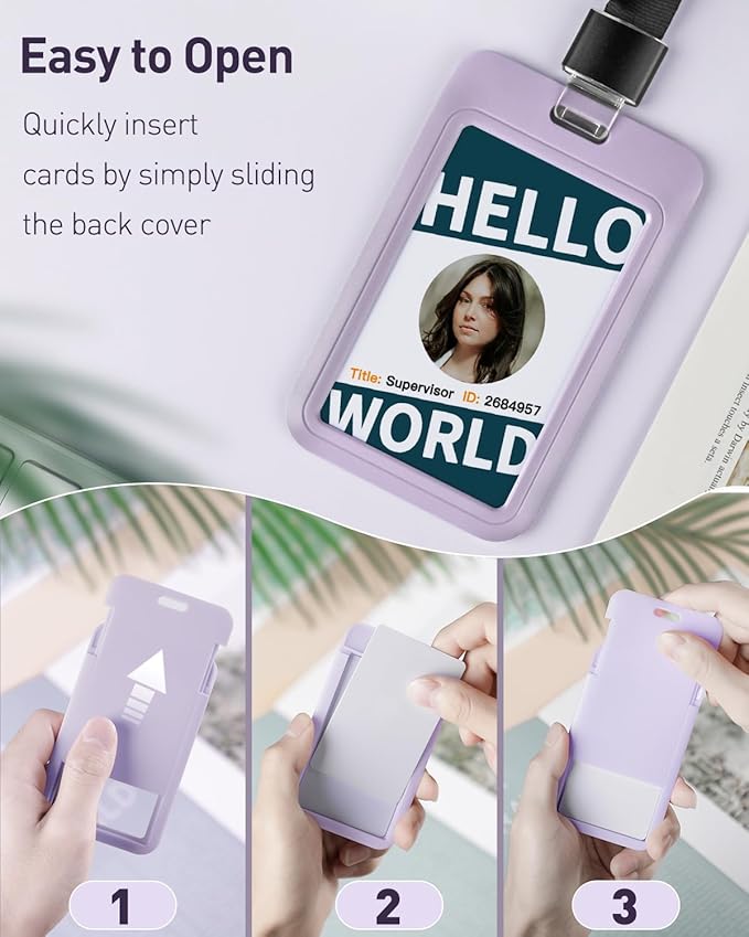 Uniclife 1 Pack Sliding ID Badge Holder Vertical Hard Plastic Case - Image 6