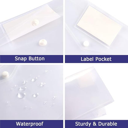 6 Pack Clear Document Folders Plastic Envelopes, A4 Size, - Image 4