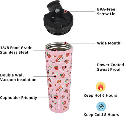 BJPKPK 34oz Stainless Steel Insulated Tumbler With lid And Straw Travel Coffee Thermal Tumblers Cup For Women And Men,Passionate Pink - Image 2