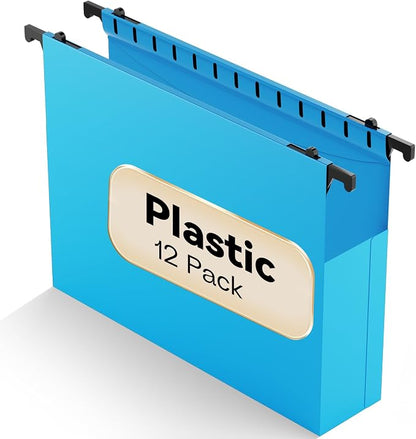 Plastic Hanging File Folders Expandable, 12 Pack Extra Capacity Hanging File by NORDUN
