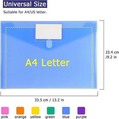 Tamaki 6 Pack Plastic Envelopes, A4 Size | Clear Document Plastic File Folders - Image 3