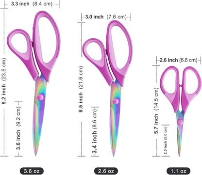 Craft Scissors Set of 3 Pack, All Purpose Sharp Titanium Blades Shears - Image 5