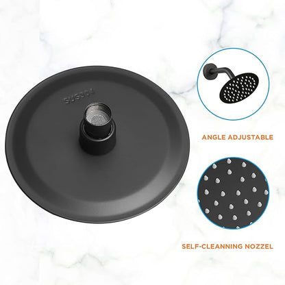 Black Shower Head And Faucet Set Complete With Valve Shower Fixtures With 6 Inch High Pressure Rain Shower Head Trim kit Regaderas Para bBaño Modernas - Image 5