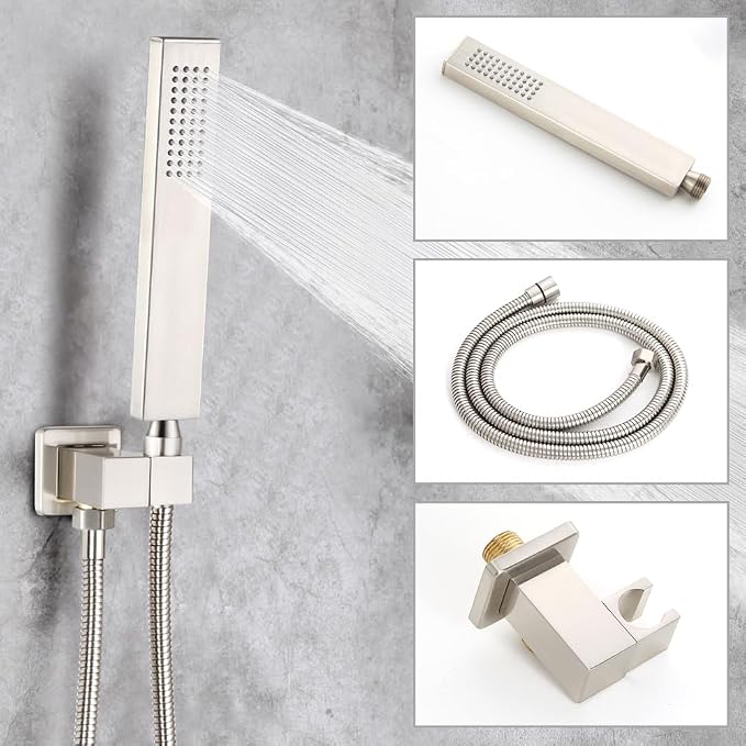 POP SANITARYWARE Shower Tub Faucet Set Brushed Nickel Bathroom 8 Inch Shower Head System with Tub Spout Wall Mounted Singe Handle Tub and Shower Trim Kit with Valve - Image 3