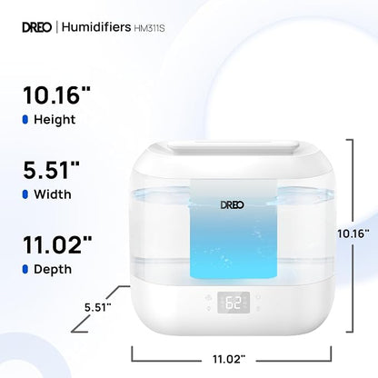 Dreo Smart Humidifiers for Bedroom, Top Fill 4L Supersized Humidifier Large Room with 28 dB, 36H Runtime, Touch/APP/Voice Control, Nightlight, Cool Mist Humidifiers for Baby, Plants, Indoor, White - Image 8