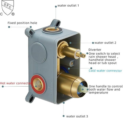 Brushed Gold Rain Shower System Tub Shower Faucet Set 12 Inch Square Rainfall Shower Head with Handheld Sprayer and Tub Spout Rough-in Valve Shower Mixer Combo Kit - Image 6