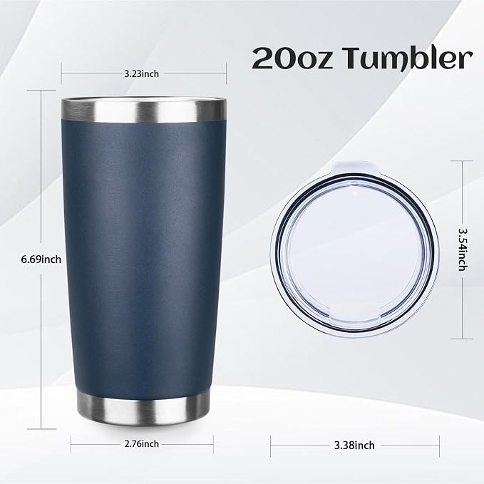 StarSpeed 20oz Tumbler Bulk with Lid, Stainless Steel Insulated Tumblers Double Wall Vacuum Insulated Travel Mug, Powder Coated Coffee Cups for Hot and Cold Drinks(Navy Blue,1) - Image 2