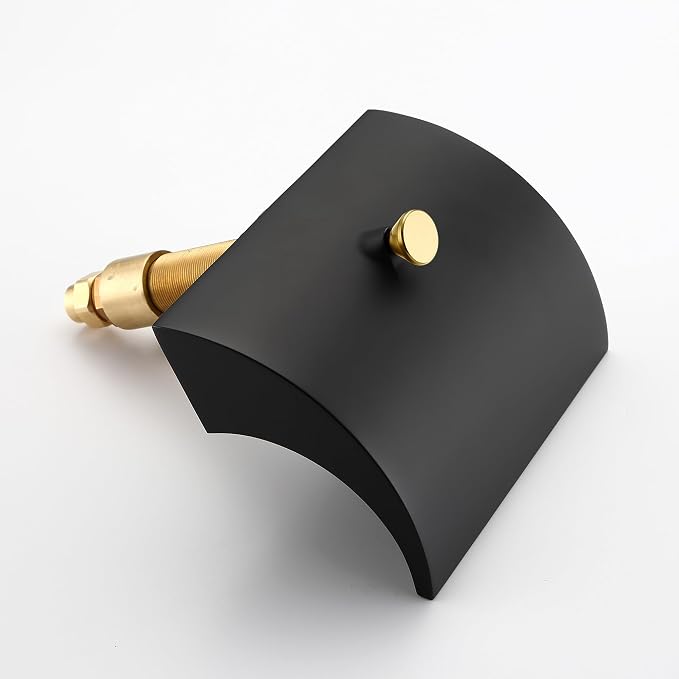 SUMERAIN Waterfall Roman Tub Faucet Deck Mount Bathtub Faucet Brass Tub Filler with Hand Shower, Black and Gold Finish - Image 9