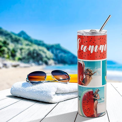 PYD Life 12 Pack Sublimation Tumblers Blanks Skinny White 20 OZ Straight Bulk Stainless Steel Cups with Metal Straw and Lid for Tumbler Heat Press Machine Sublimation Print - Image 6