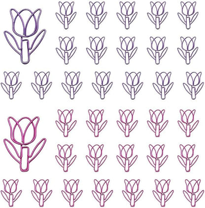 OWLFAVO 36pcs Tulip Flower Shape Paper Clips by OWLFAVO
