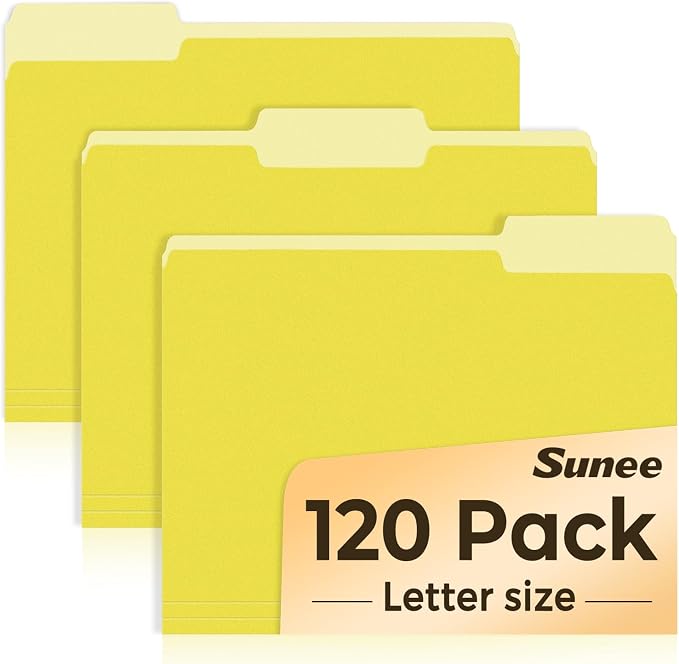 SUNEE File Folders, 120 Pack Manilla Folders 8.5 x 11, Colored File Folders by SUNEE
