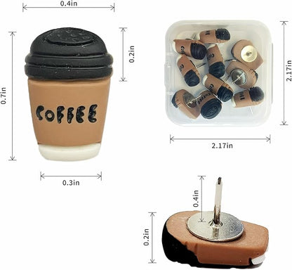 20 Pcs Coffee Cup Printed Decorative Push Pins - Image 2
