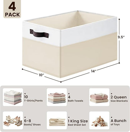 Criusia 4 Pack Baby Clothes Organizer Bins, Fabric Collapsible Storage Baskets - Image 2