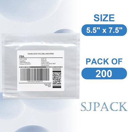 7.5" x 5.5" Shipping Label Sleeves, SJPACK Clear Adhesive Top Loading Packing - Image 2
