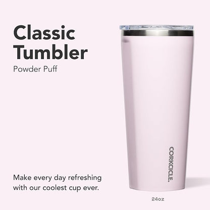 Corkcicle Classic Tumbler - Keeps Drinks Cold for 9 Hours & Hot for 3 - Triple-Insulated Stainless Steel - Holiday Tumbler Gift - 24 oz - Powder Puff - Image 2