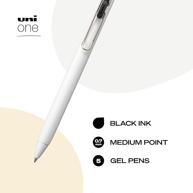 uniball one Retractable Gel Pens, Medium Point, 5 Pack - Image 2