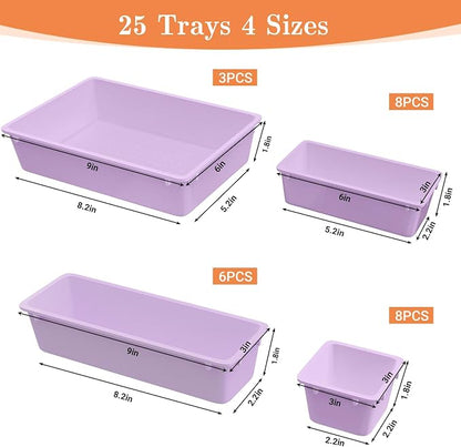 SpaceHacks 25 PCS Plastic Drawer Organizer Set, 4-Size Versatile Organizer - Image 2