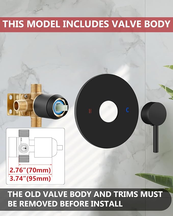 Tub Shower Faucet Set, Bathtub Tub Faucet Set with Valve and Shower Head, Single Handle Bathtub Faucet Set, Matte Black - Image 8