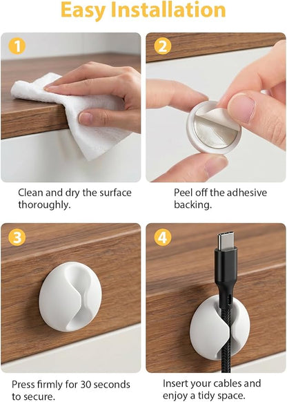 Shintop Cable Clips, 6 Pack White Cord Holder Cable Management Wire Organizer - Image 7