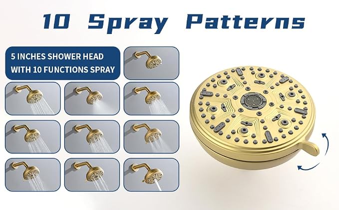 2 Handles Shower Faucet Set with Tub Spout Bathtub Shower Faucet Combo Set Shower System Complete Tub and Shower Trim Kit Brushed Gold Wall Mounted Shower Fixtures - Image 5