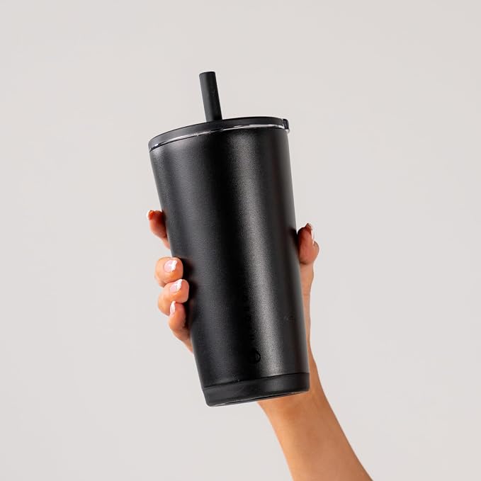 HydroJug Everyday Tumbler 20 oz – Ceramic-Lined Insulated Tumbler with Straw and Soft-Touch Lid, Cup Holder Friendly, Double-Wall Vacuum Insulation, Reusable Travel Cup – Black - Image 5
