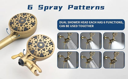 3 Handles Shower Faucet Set with Tub Spout Bathtub Shower Faucet Combo Set Shower System Complete Tub and Shower Trim Kit Brushed Gold Wall Mounted Shower Fixtures - Image 4