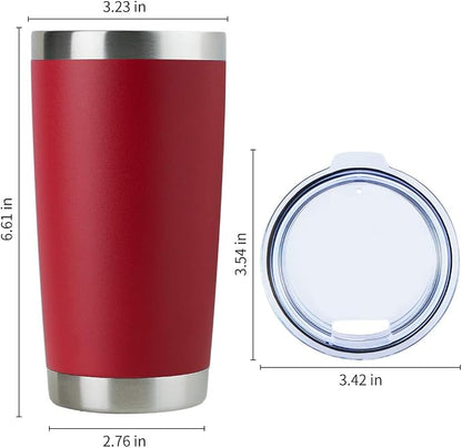 DOMICARE 20oz Stainless Steel Tumbler Bulk with Lid, Double Wall Vacuum Insulated Travel Mug, Powder Coated Coffee Cup, Powder Red, 4 Pack - Image 5