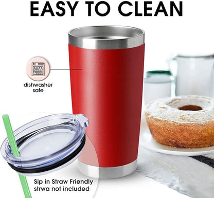 HASLE OUTFITTERS 20oz Tumblers Stainless Steel Mugs with Lid Double Wall Vacuum Insulated Coffee Cups for Cold & Hot Drinks (20oz-Red, 12 Pack) - Image 3