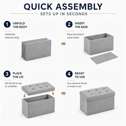 ALASDO 30 Inch Folding Storage Ottoman Bench - Image 4