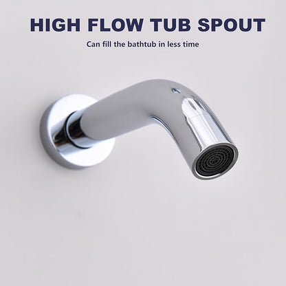 Shower System with Tub Spout, Bathtub Shower Faucet Set, 8" Rain Shower Head and Handheld Spray Combo, Round Shower Head and Handle Set with Tub Spout (Valve Included), Polished Chrome - Image 7