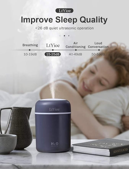 Colorful Cool Mini Humidifier, USB Personal Desktop Humidifier for Car, Office Room, Bedroom,etc. Auto Shut-Off, 2 Mist Modes, Super Quiet. (Navy)(Black) - Image 5